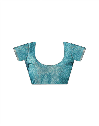 Blue Silk Bandhani Printed Saree