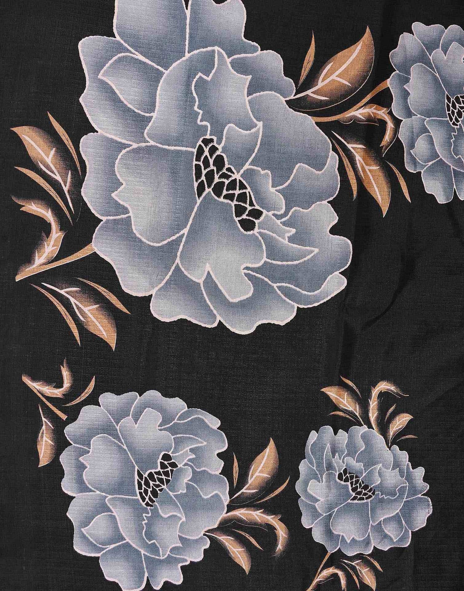 Black Khadi Floral Printed Saree