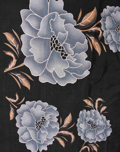 Black Khadi Floral Printed Saree