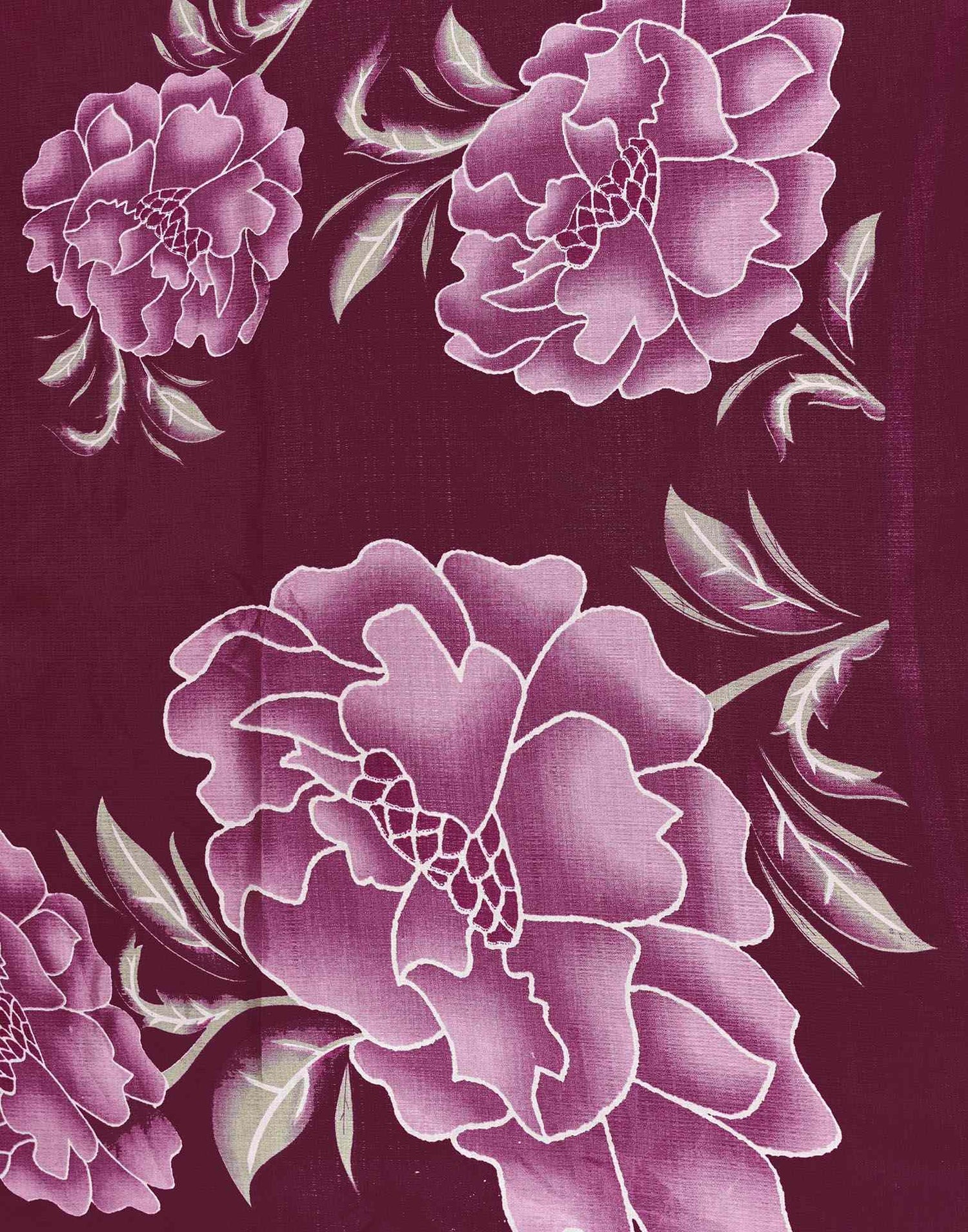 Dark Magenta Khadi Floral Printed Saree