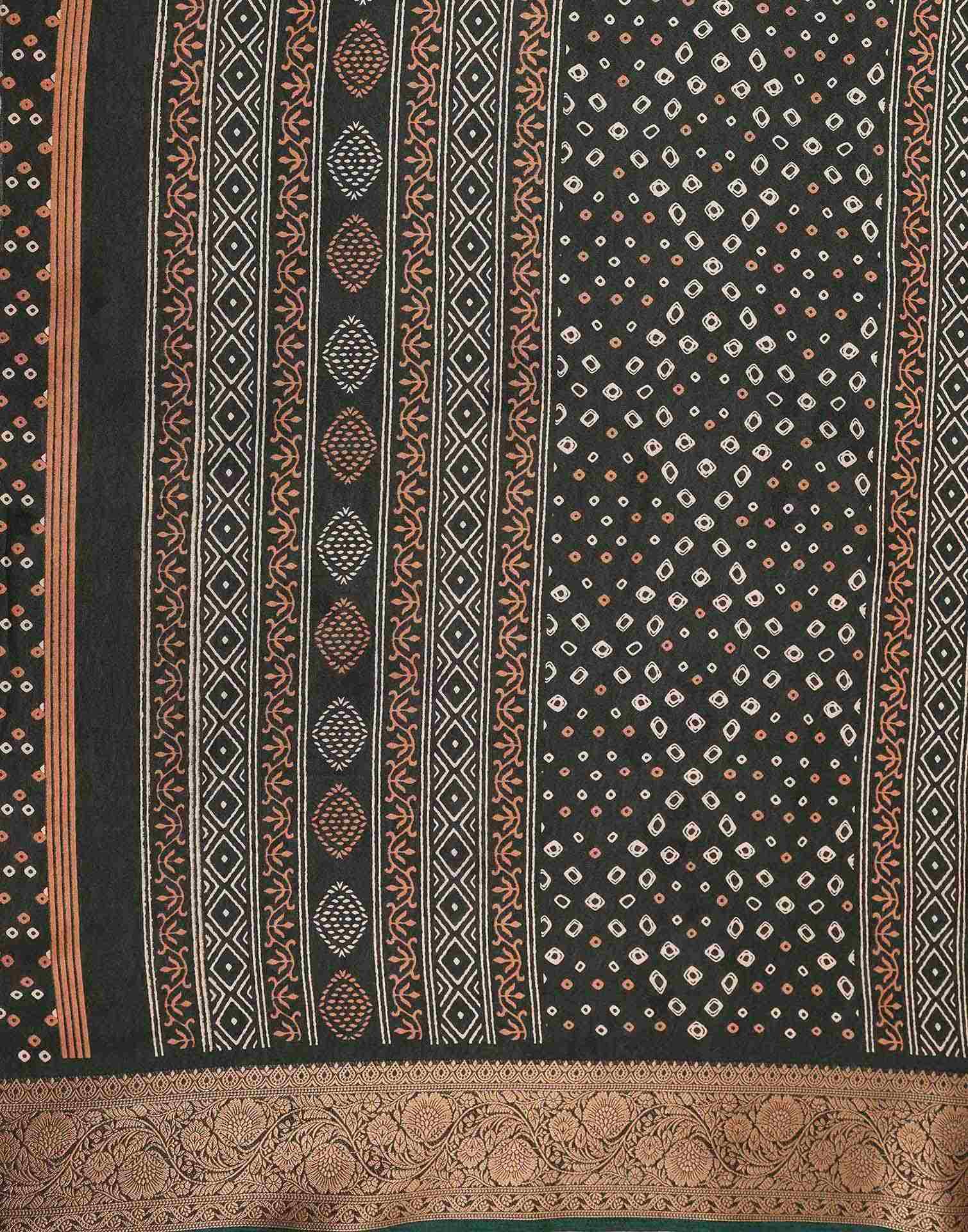 Green Georgette Bandhani Printed Saree
