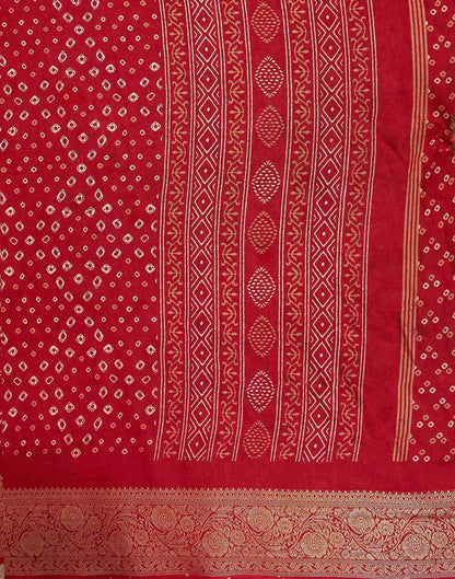 Red Georgette Bandhani Printed Saree