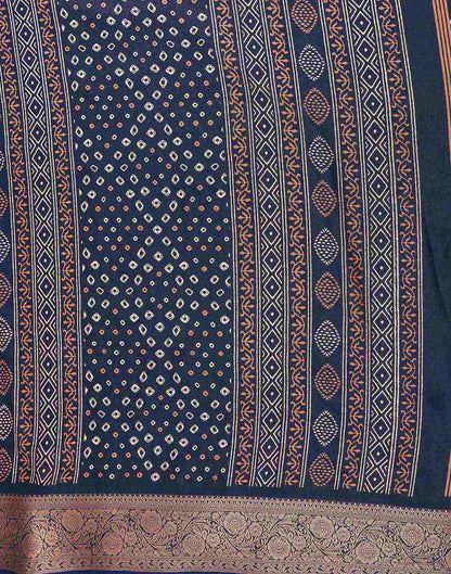 Navy Blue Georgette Bandhani Printed Saree
