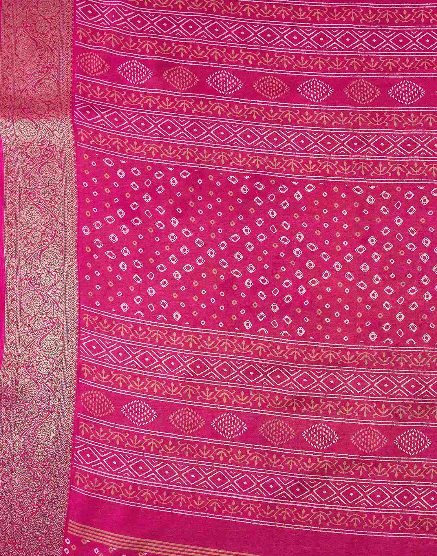 Rani Pink Georgette Bandhani Printed Saree