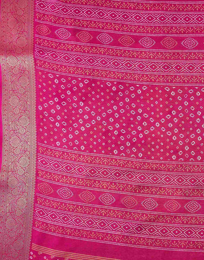 Rani Pink Georgette Bandhani Printed Saree