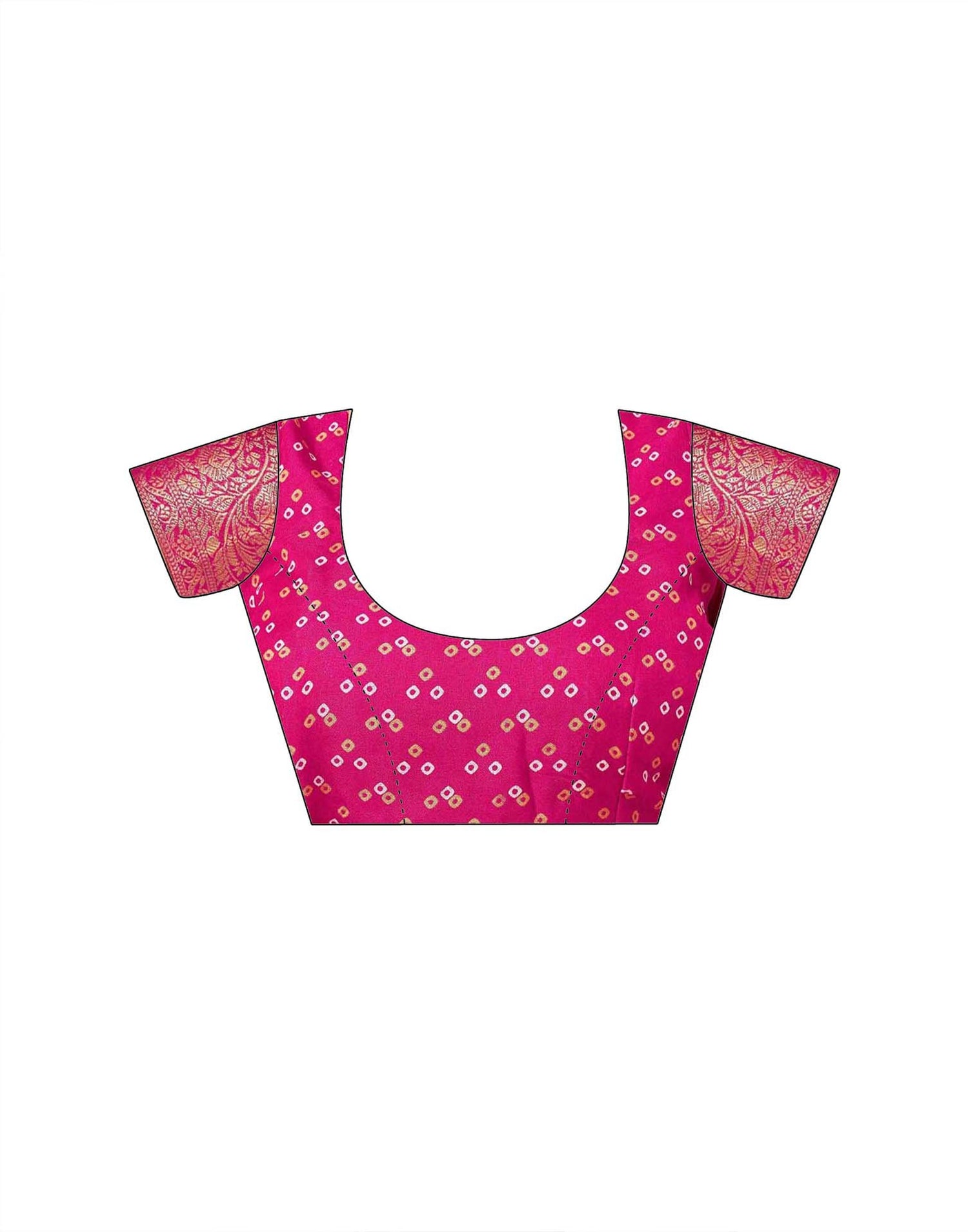 Rani Pink Georgette Bandhani Printed Saree