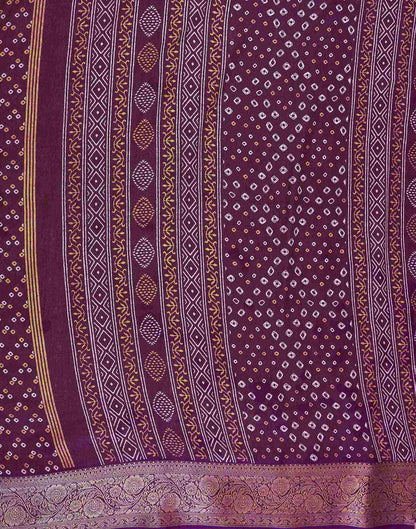 Wine Georgette Bandhani Printed Saree