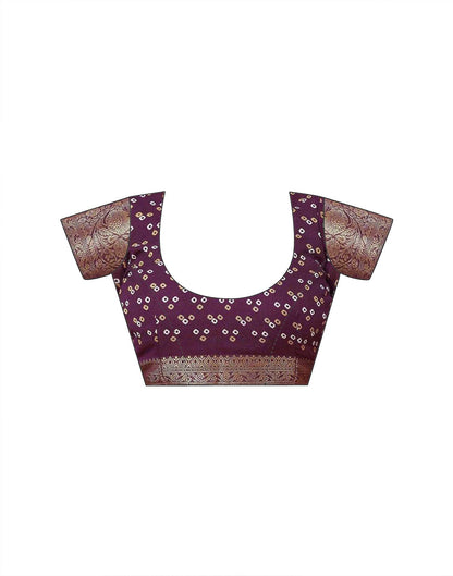 Wine Georgette Bandhani Printed Saree