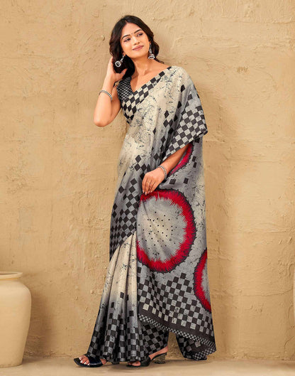 Beige Khadi Printed Saree