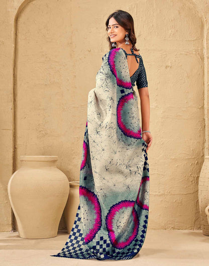 Beige Khadi Printed Saree