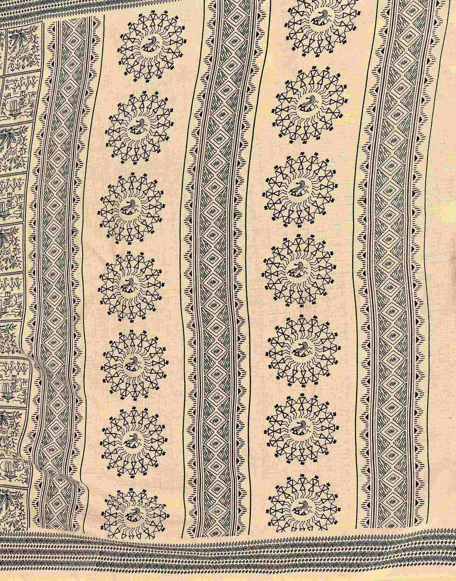 Beige Khadi Printed Saree