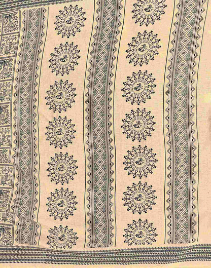 Beige Khadi Printed Saree