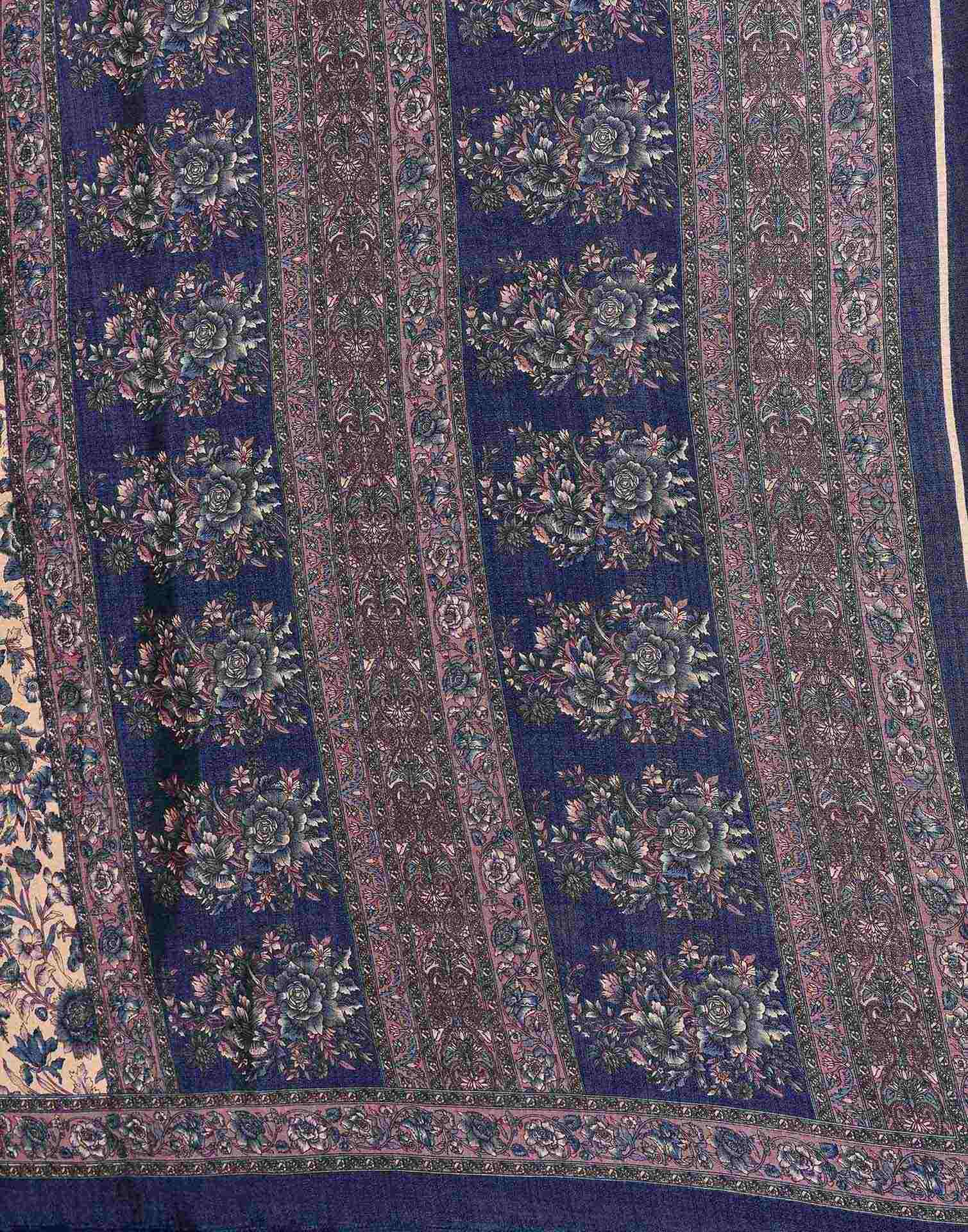 Dark Beige Khadi Floral Printed Saree