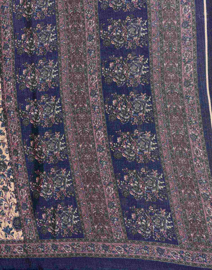 Dark Beige Khadi Floral Printed Saree