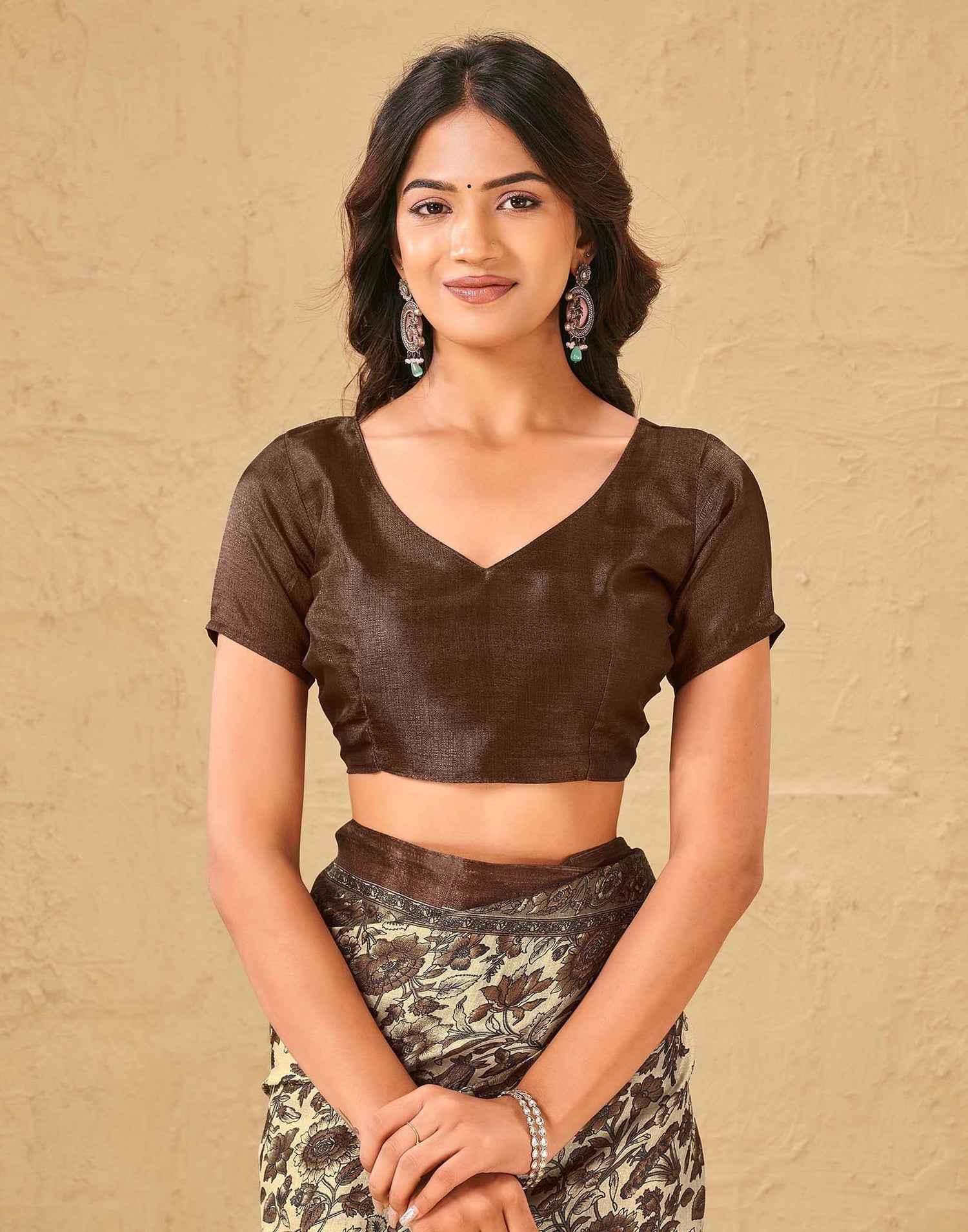 Beige Khadi Floral Printed Saree