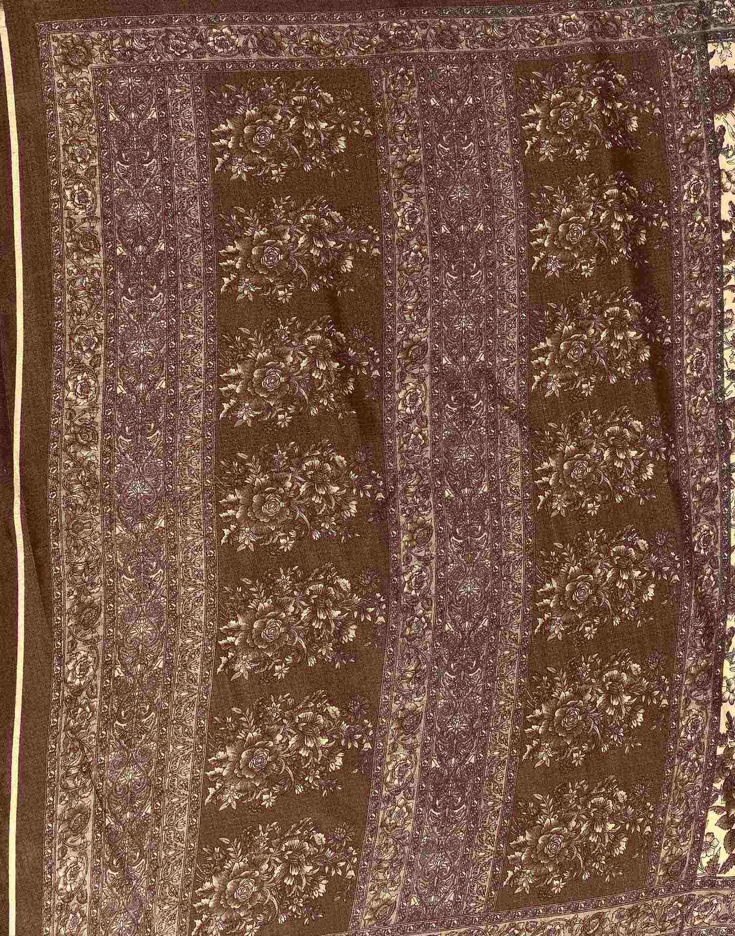 Beige Khadi Floral Printed Saree