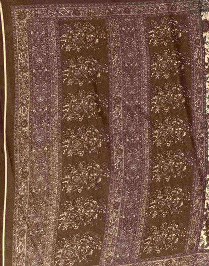 Beige Khadi Floral Printed Saree