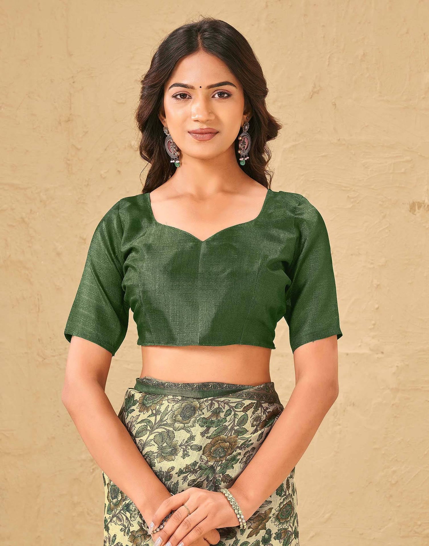 Dark Beige Khadi Floral Printed Saree