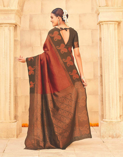 Dark Orange Silk Woven Banarasi Saree