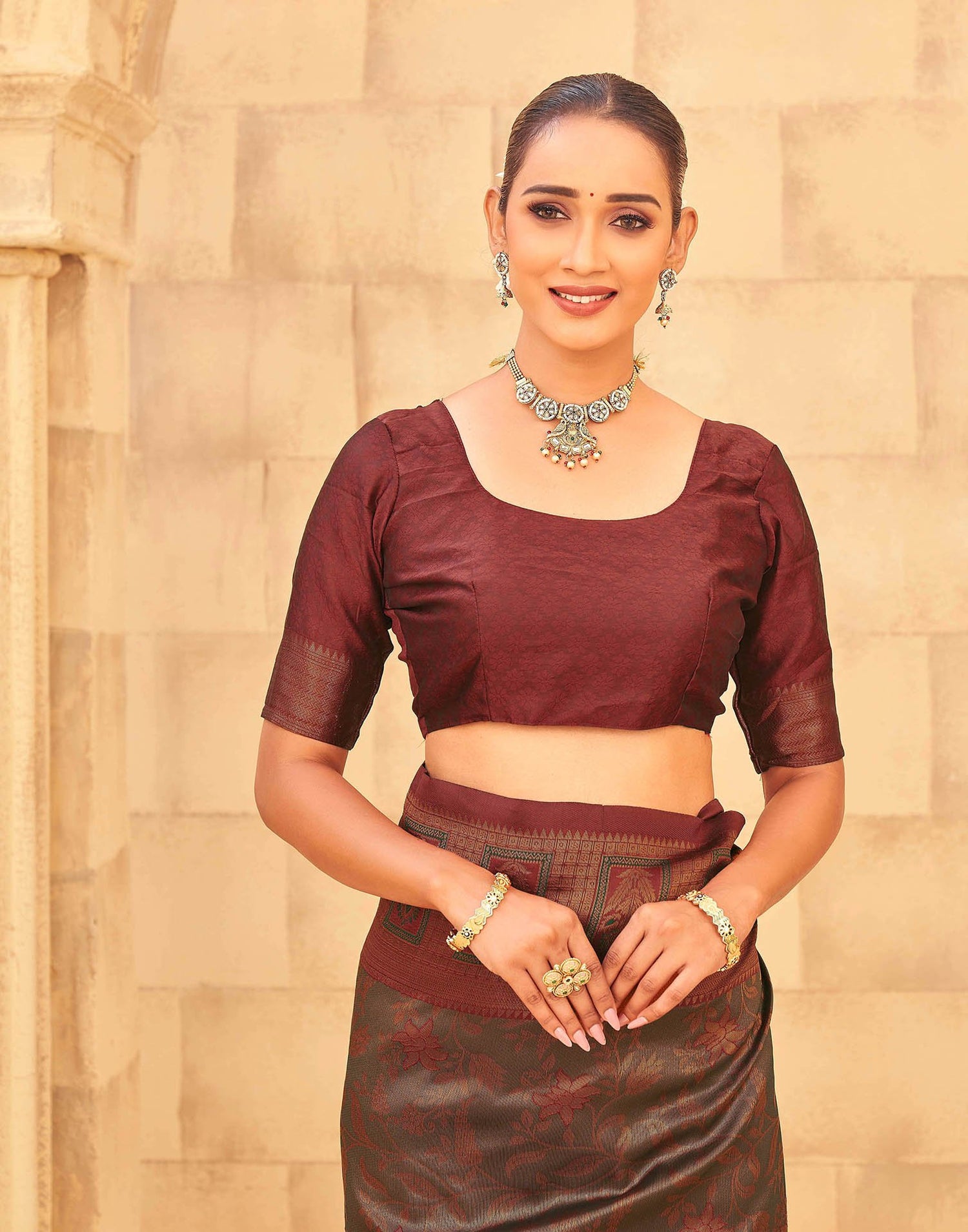 Olive Green Silk Woven Kanjivaram Saree