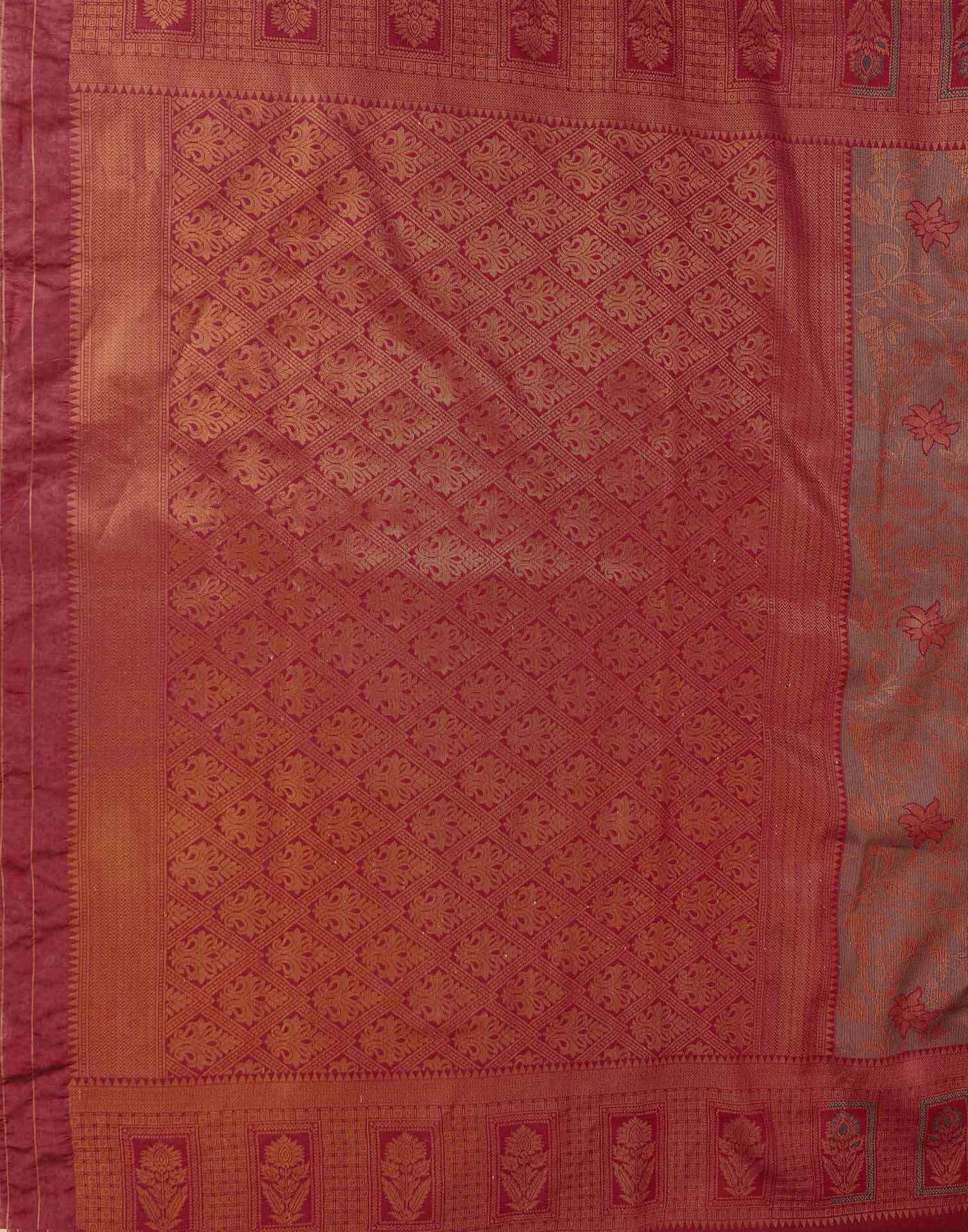 Olive Green Silk Woven Kanjivaram Saree