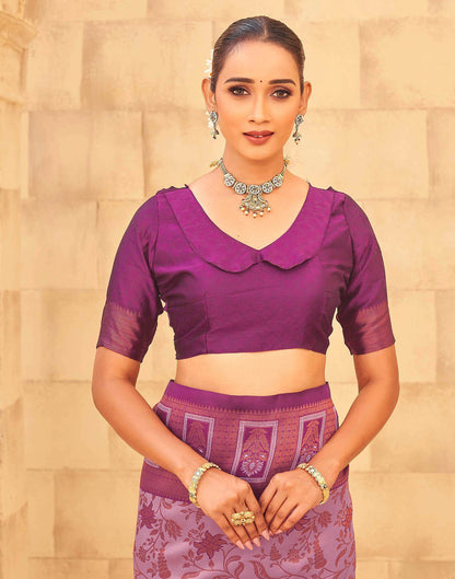 Mauve Silk Woven Kanjivaram Saree