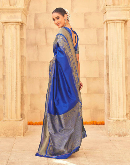 Royal Blue Silk Woven Kanjivaram Saree