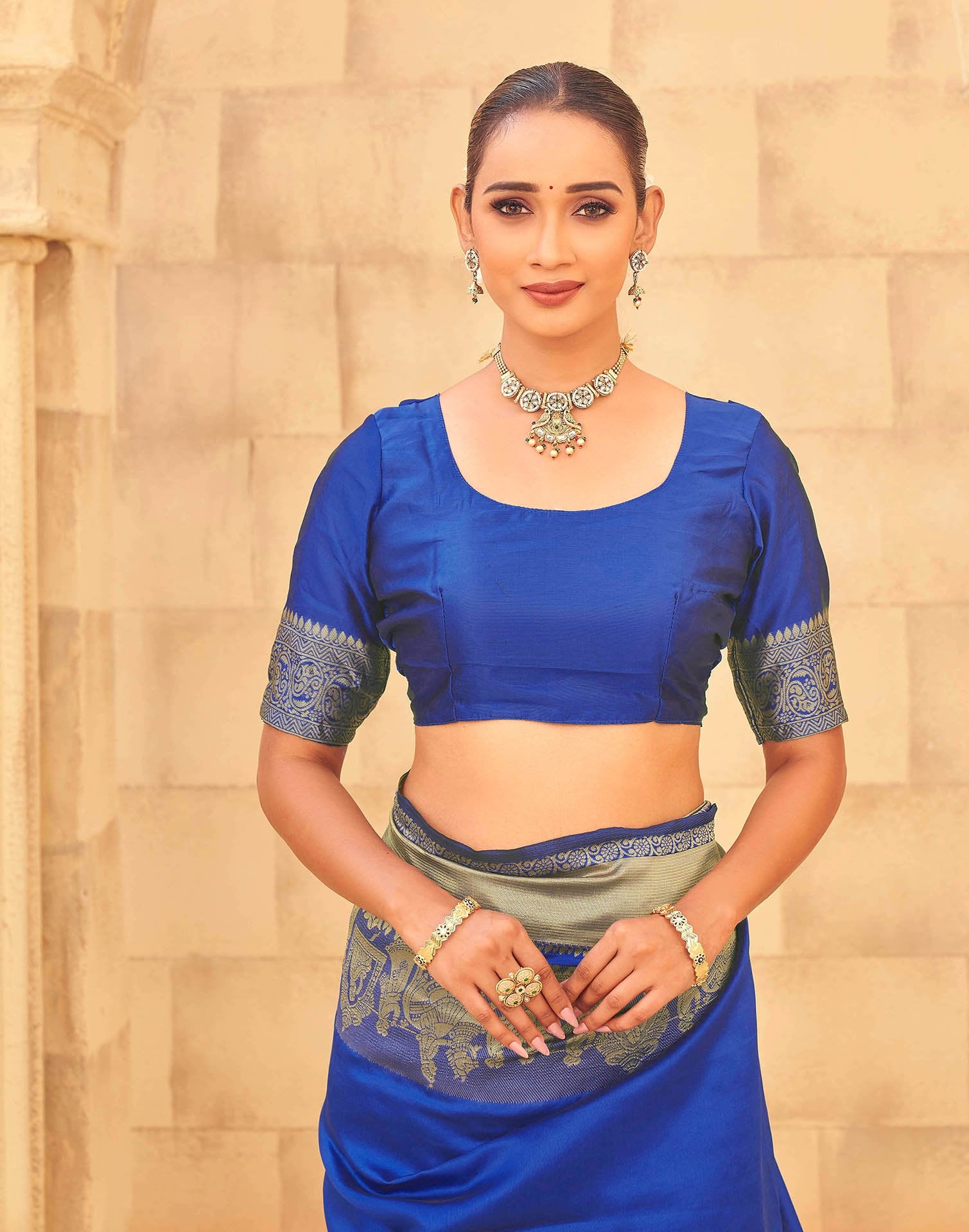 Royal Blue Silk Woven Kanjivaram Saree