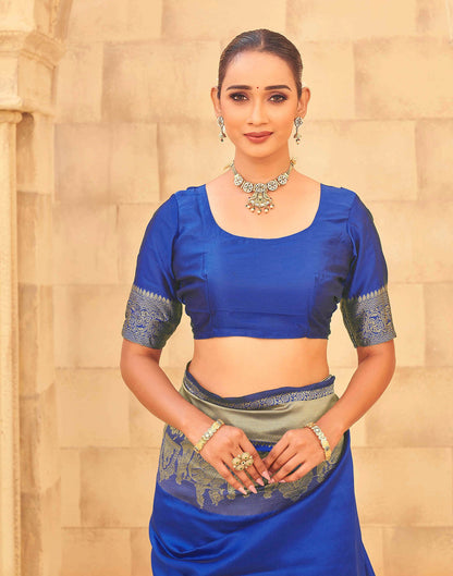 Royal Blue Silk Woven Kanjivaram Saree