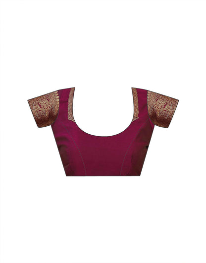 Dark Magenta Silk Woven Kanjivaram Saree