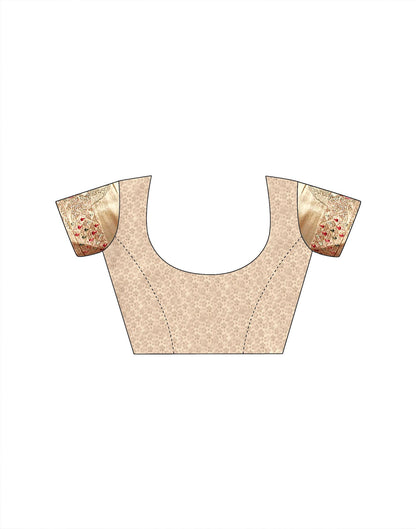 Beige Silk Woven Embroidery Stone Work Embellished Saree