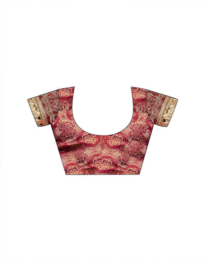 Coral Pink Silk Woven Banarasi Saree