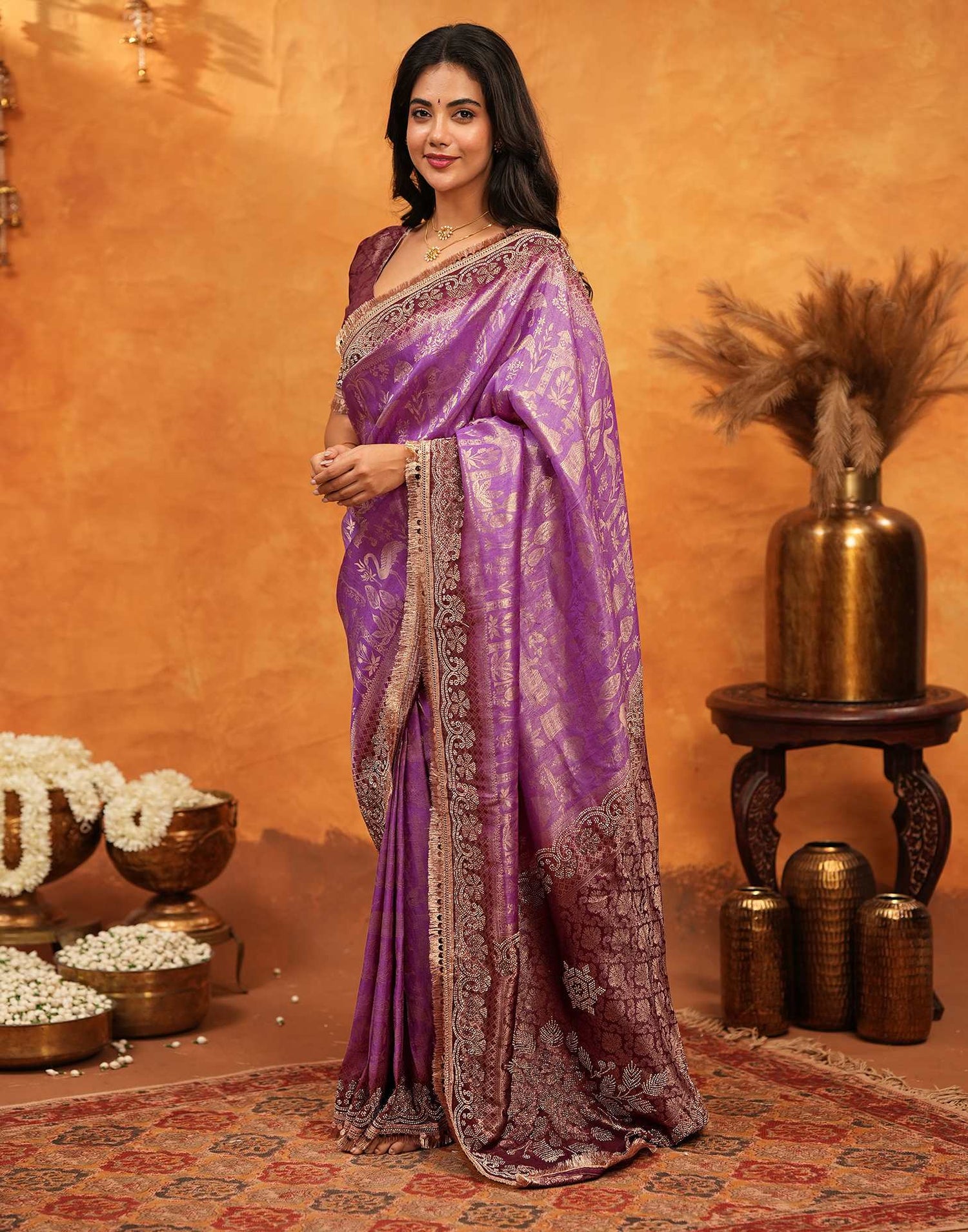 Purple Silk Woven Banarasi Saree