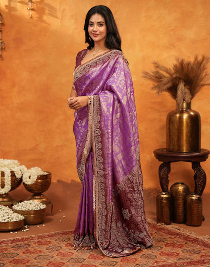 Purple Silk Woven Banarasi Saree