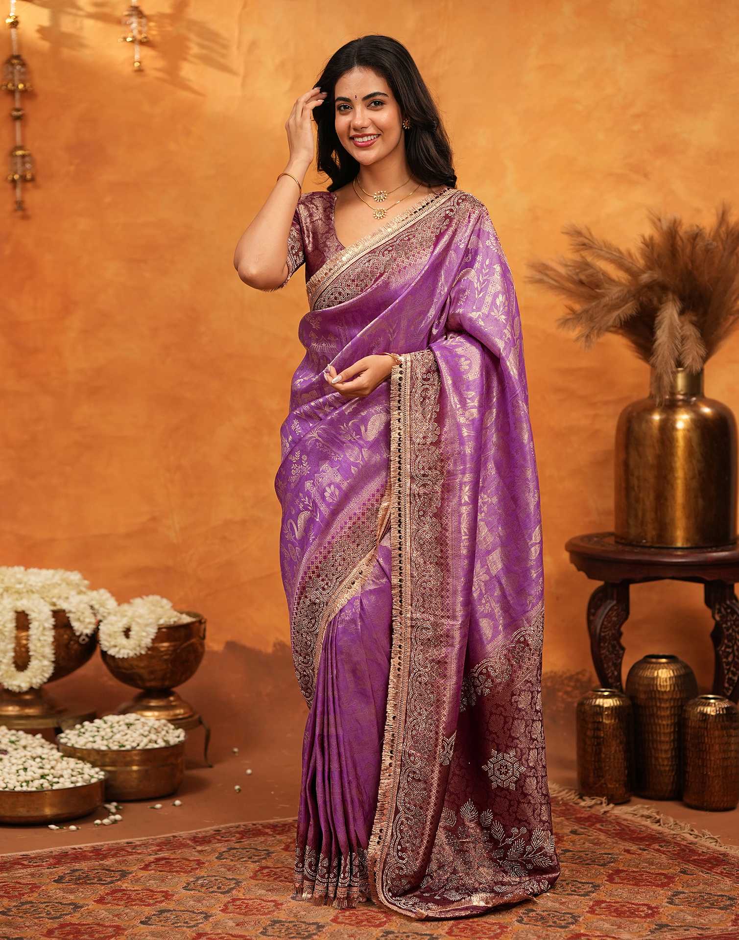 Purple Silk Woven Banarasi Saree