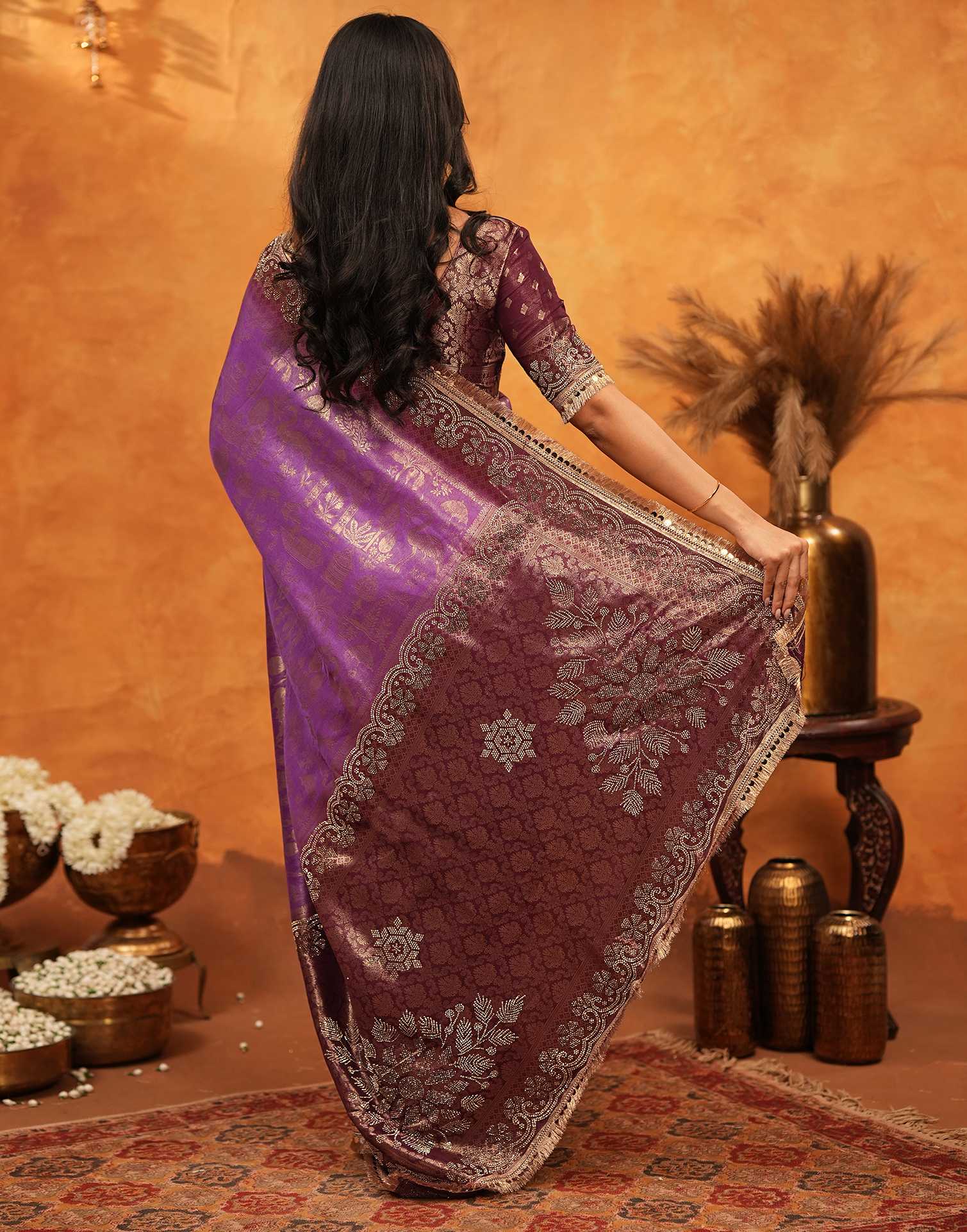 Purple Silk Woven Banarasi Saree