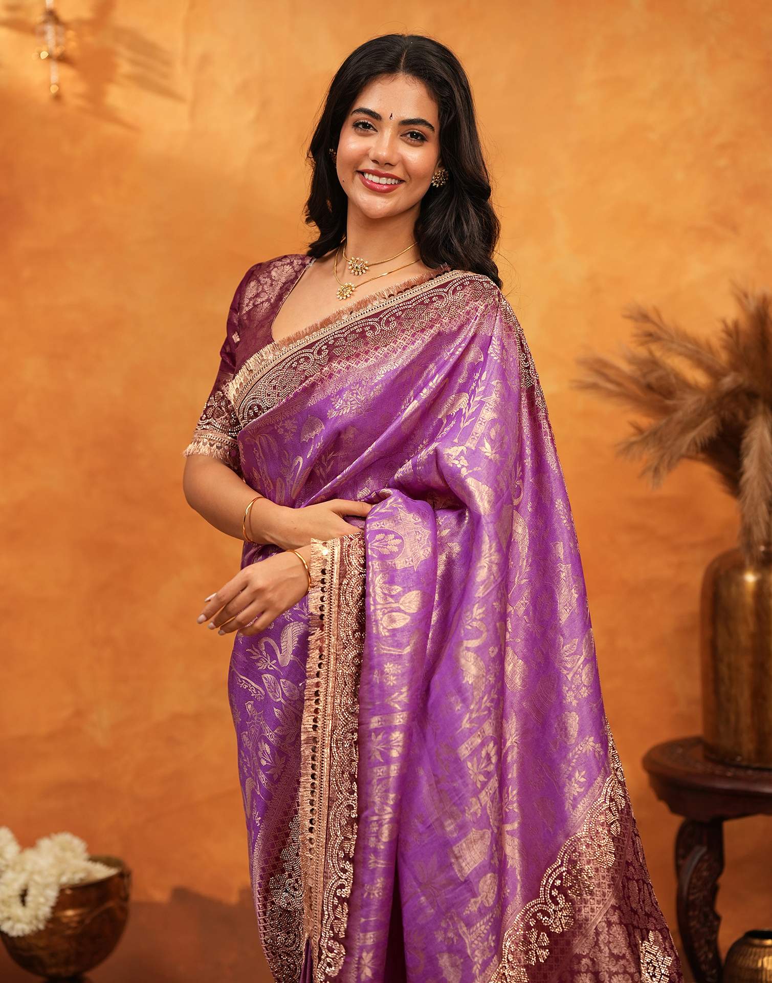 Purple Silk Woven Banarasi Saree