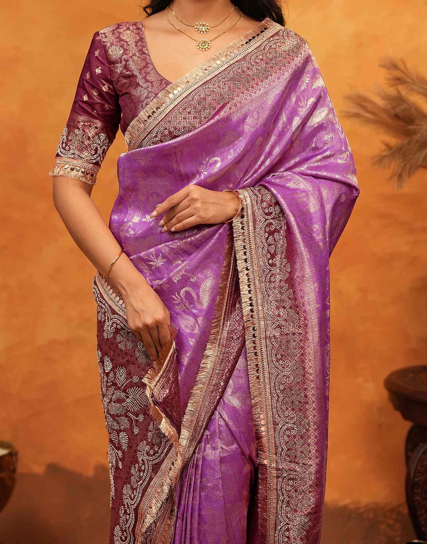 Purple Silk Woven Banarasi Saree