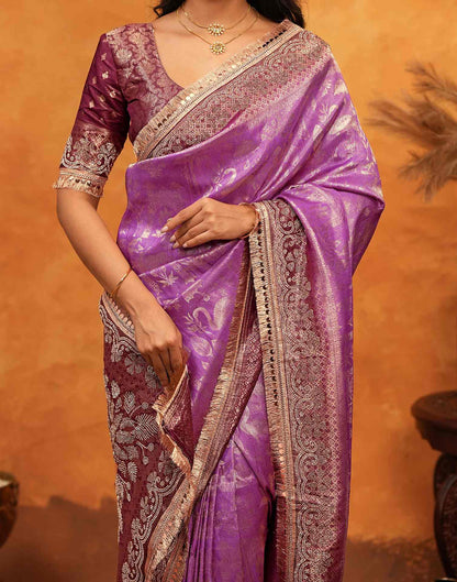 Purple Silk Woven Banarasi Saree