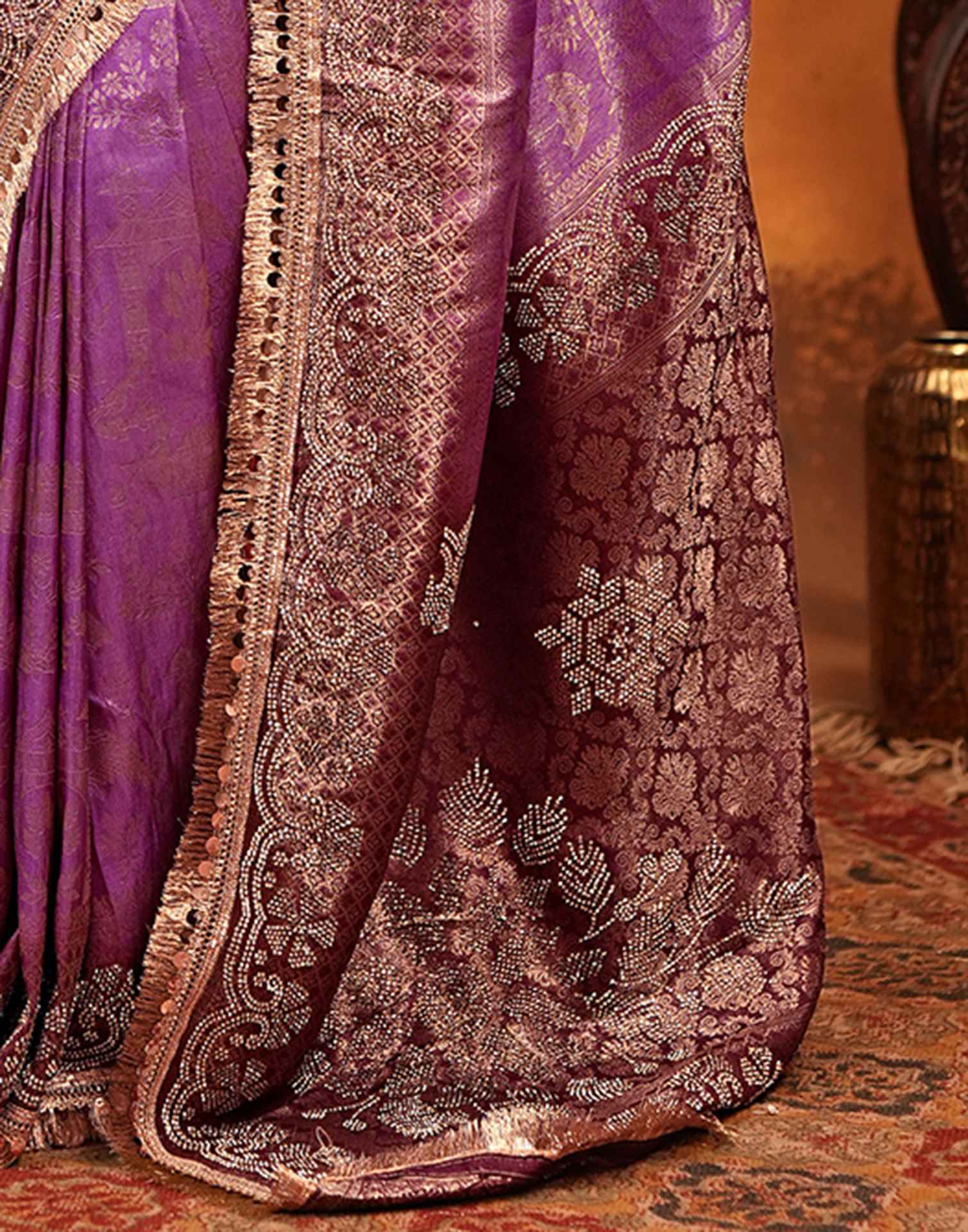 Purple Silk Woven Banarasi Saree