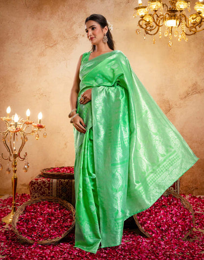 Light Green Silk Woven Banarasi Saree