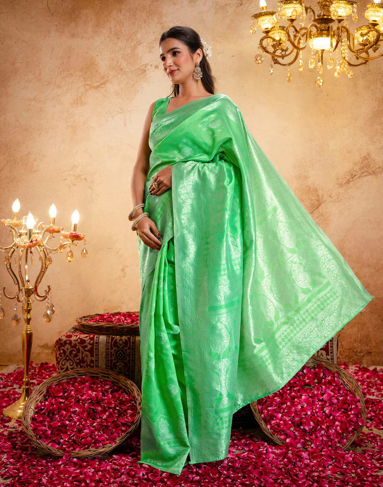 Light Green Silk Woven Banarasi Saree