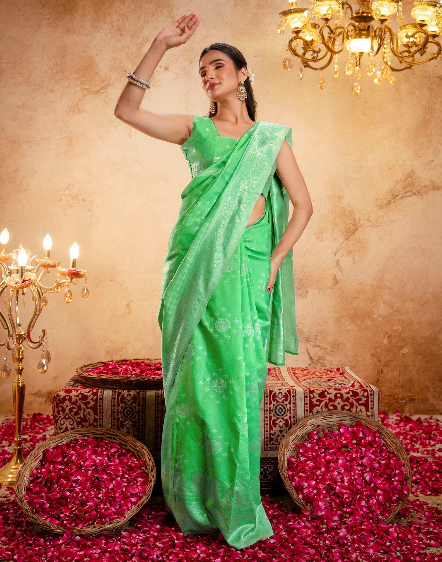 Light Green Silk Woven Banarasi Saree