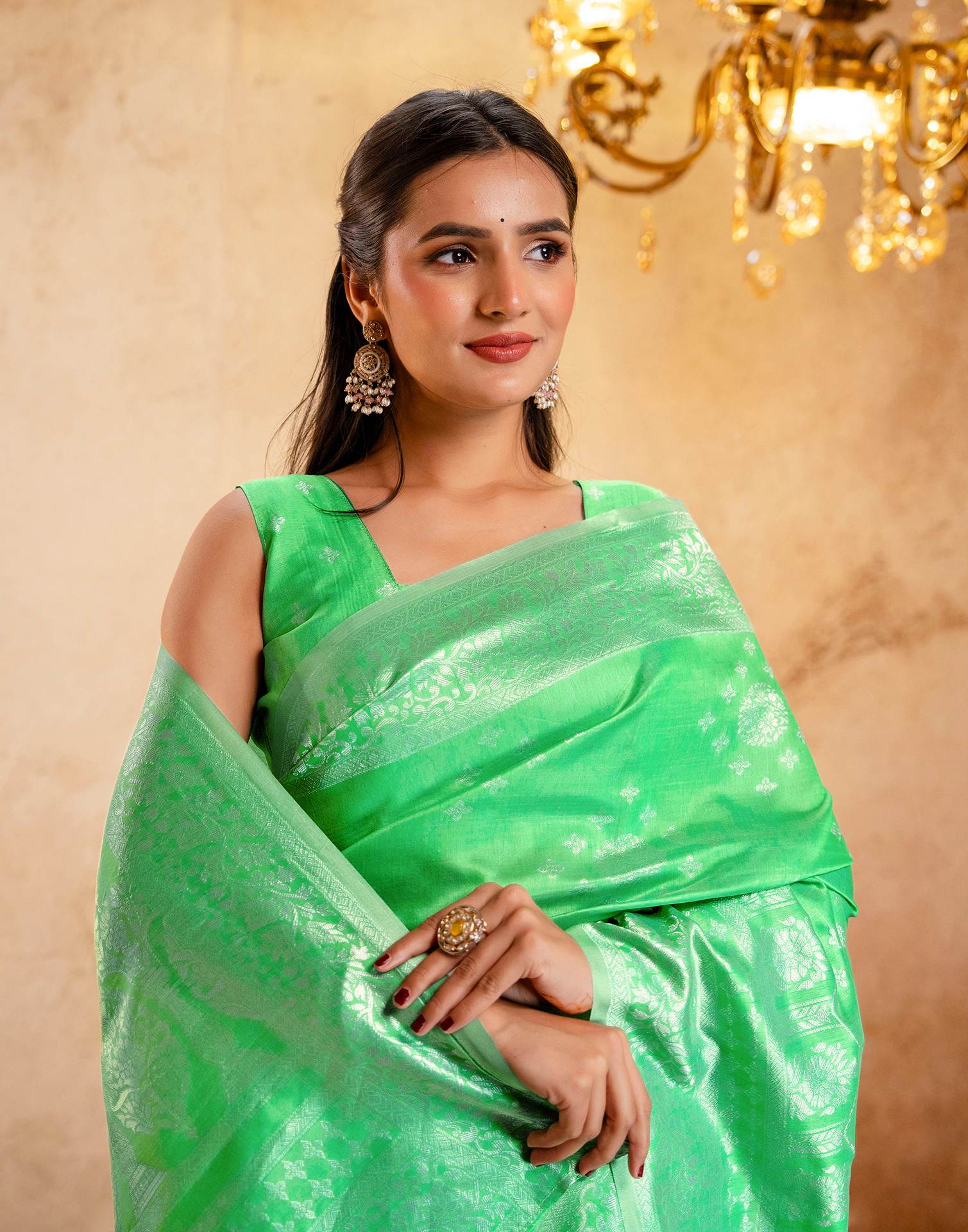 Light Green Silk Woven Banarasi Saree