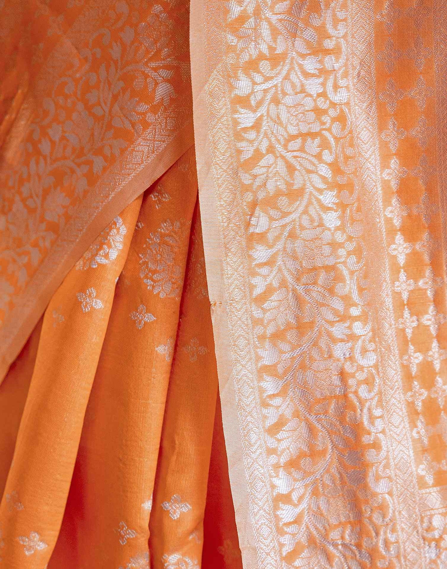 Orange Silk Woven Banarasi Saree
