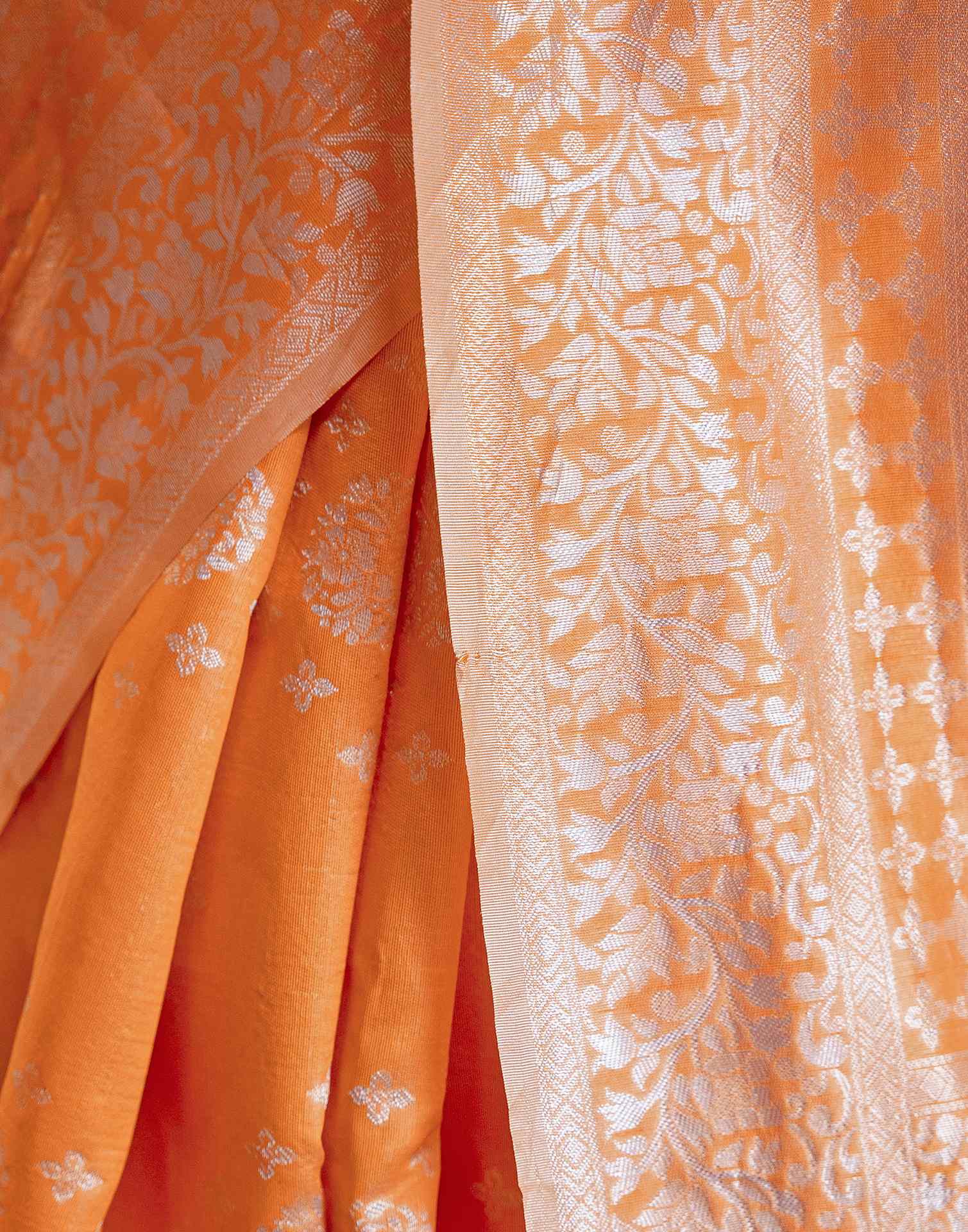 Orange Silk Woven Banarasi Saree