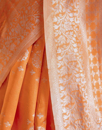 Orange Silk Woven Banarasi Saree
