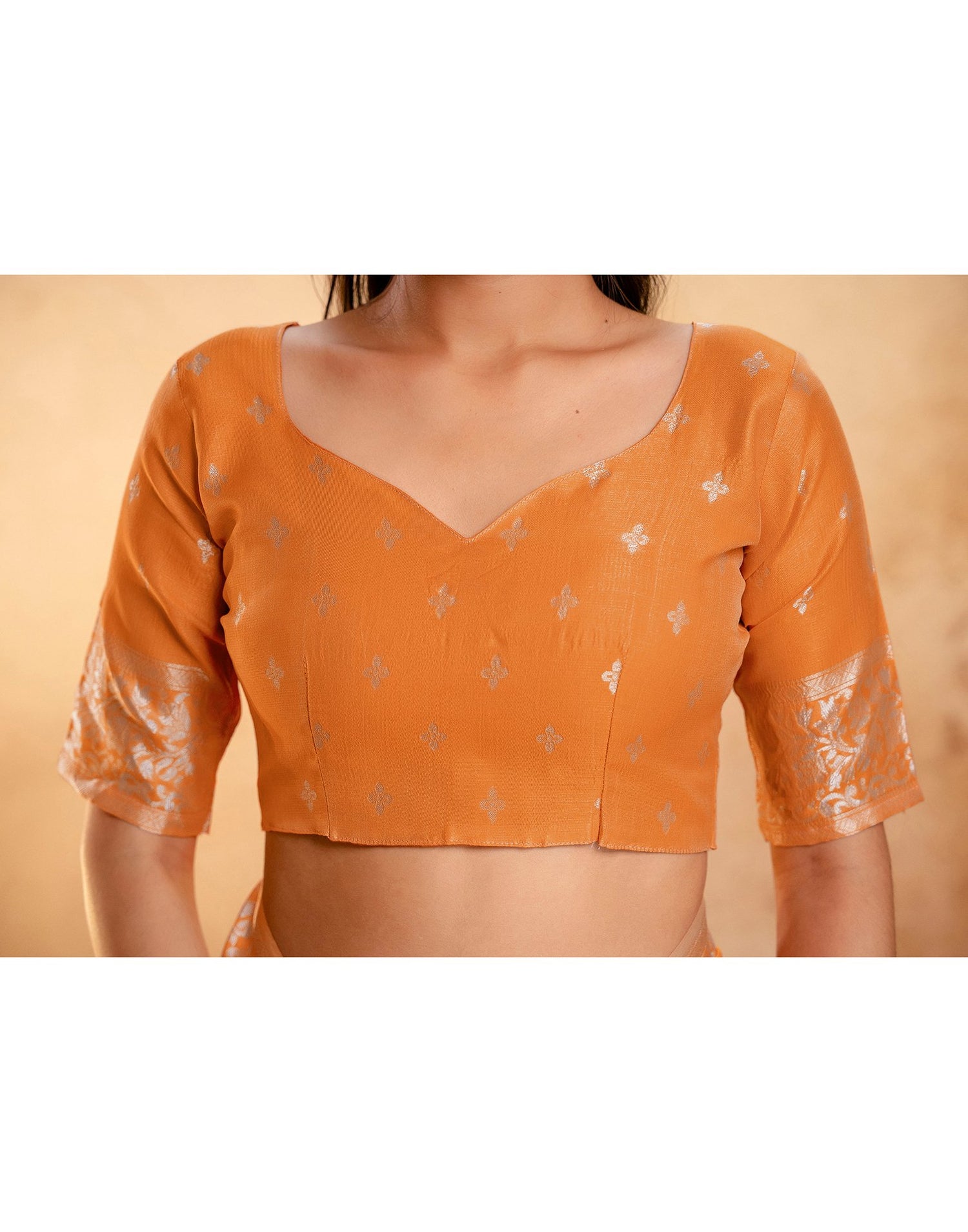Orange Silk Woven Banarasi Saree