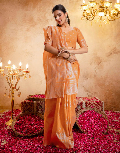 Orange Silk Woven Banarasi Saree