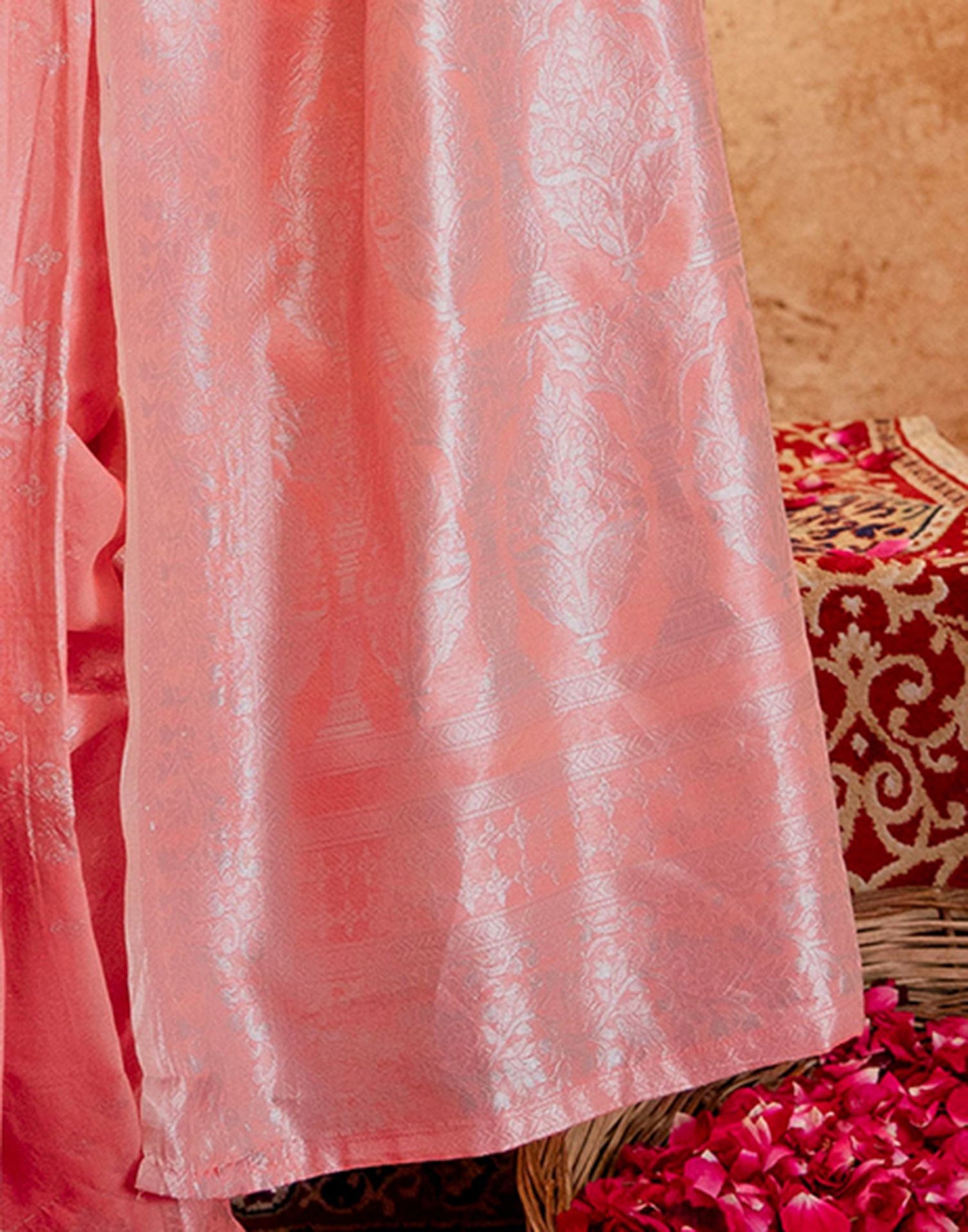 Rose Pink Silk Woven Banarasi Saree